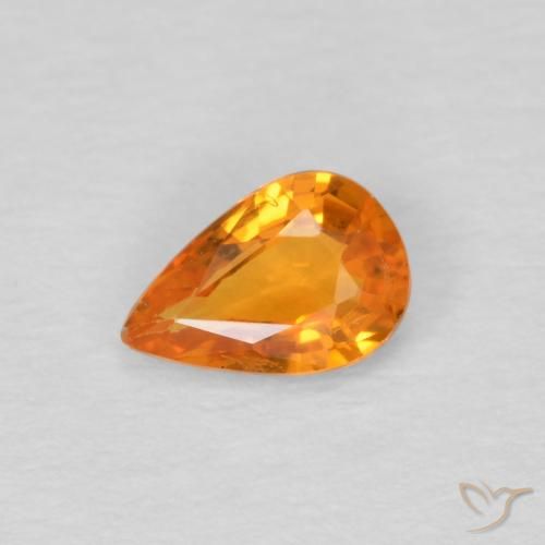 0.47ct Natural Bright Orange Sapphire, Pear Shape, VS