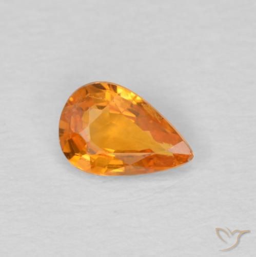 0.47 ct Orange Sapphire Stone, Natural Sapphire in Pear Facet Shape for Sale