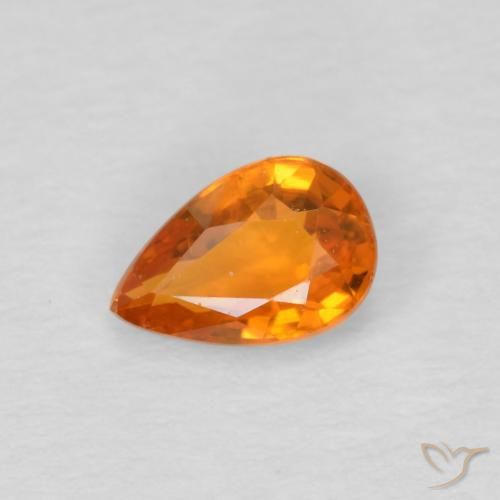 0.57ct Natural Medium Orange Sapphire, Pear Shape, VS