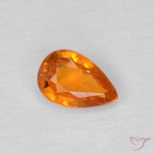 0.57 ct Orange Sapphire Stone, Natural Sapphire in Pear Facet Shape for Sale