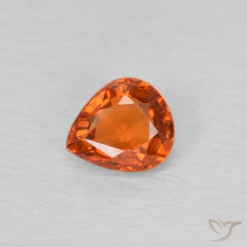 0.49ct Natural Medium Orange Sapphire, Pear Shape, VVS