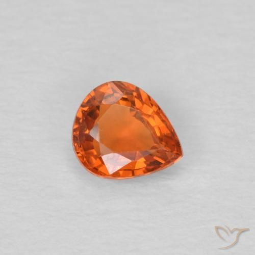 0.49 ct Orange Sapphire Stone, Natural Sapphire in Pear Facet Shape for Sale