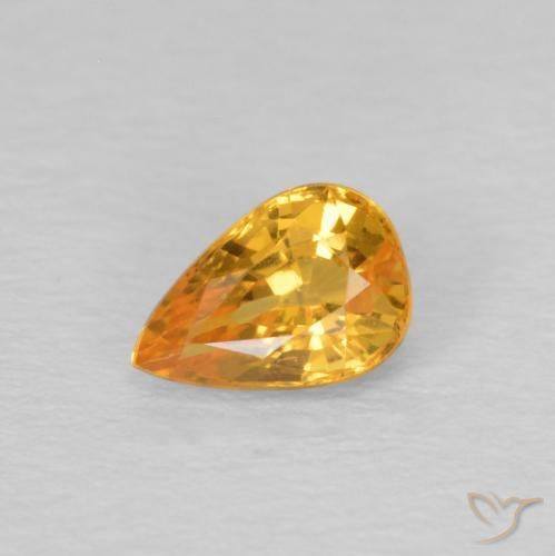 0.61ct Natural Medium Orange Sapphire, Pear Shape, VVS