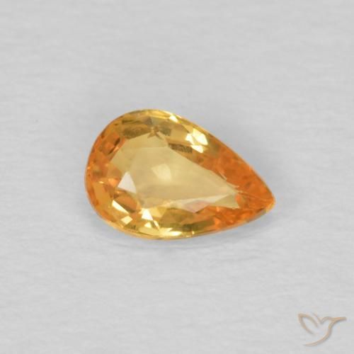0.51 ct Golden Sapphire Stone, Natural Sapphire in Pear Facet Shape for Sale
