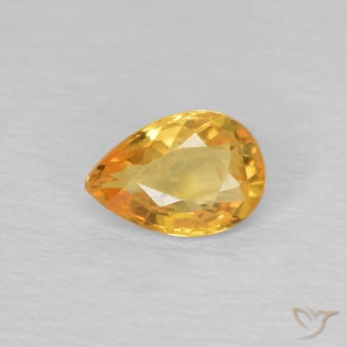 0.44ct Natural Deep Golden Orange Sapphire, Pear Shape, VS
