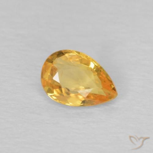 0.44 ct Golden Sapphire Stone, Natural Sapphire in Pear Facet Shape for Sale