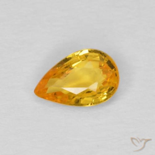 0.45ct Natural Deep Golden Orange Sapphire, Pear Shape, VS