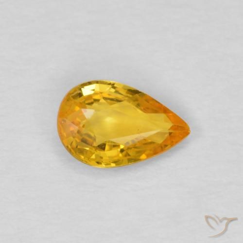 0.45 ct Golden Sapphire Stone, Natural Sapphire in Pear Facet Shape for Sale