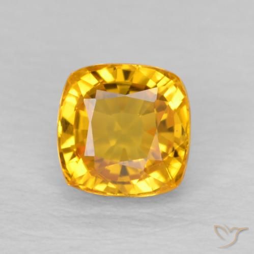 0.71ct Natural Medium Gold Sapphire, Cushion, VVS-VS
