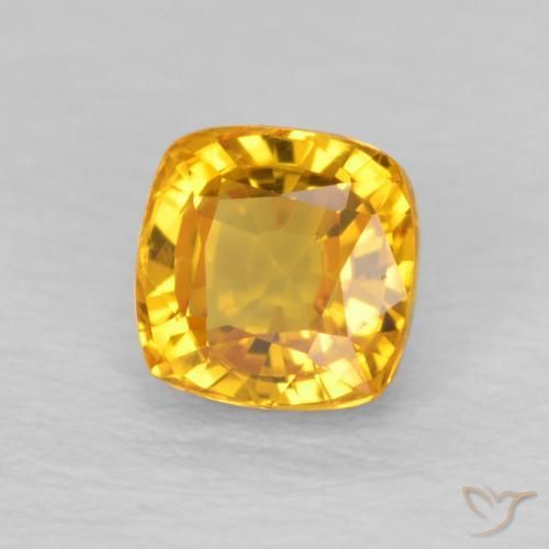 0.71 ct Golden Sapphire Stone, Natural Sapphire in Cushion-Cut Shape for Sale
