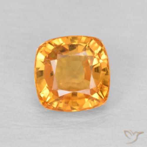 0.71ct Natural Medium Orange Sapphire, Cushion, VVS-VS