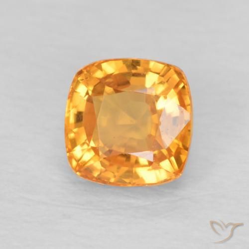 0.71 ct Golden Sapphire Stone, Natural Sapphire in Cushion-Cut Shape for Sale