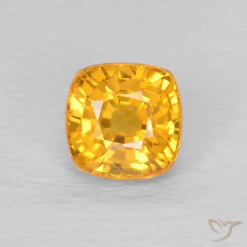 0.55ct Natural Orange-Gold Sapphire, Cushion, VVS-VS