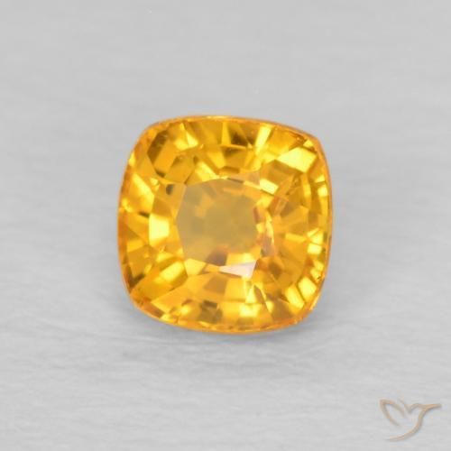 0.55 ct Golden Sapphire Stone, Natural Sapphire in Cushion-Cut Shape for Sale