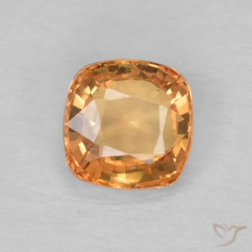 0.62ct Natural Medium Orange Sapphire, Cushion, VVS-VS