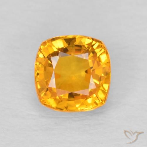 0.70ct Natural Orange-Gold Sapphire, Cushion, VVS-VS