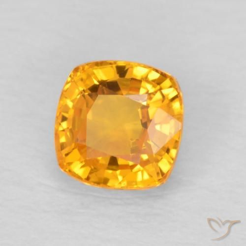 0.70 ct Golden Sapphire Stone, Natural Sapphire in Cushion-Cut Shape for Sale