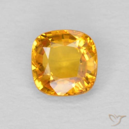 0.50ct Natural Orange-Gold Sapphire, Cushion, VVS-VS