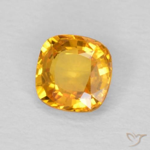 0.50 ct Golden Sapphire Stone, Natural Sapphire in Cushion-Cut Shape for Sale