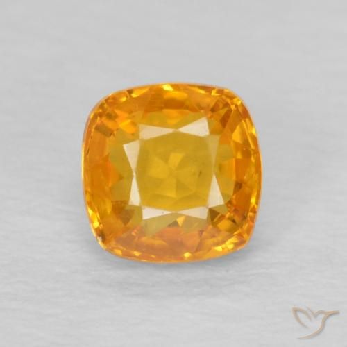 0.59ct Natural Orange-Gold Sapphire, Cushion, VVS-VS