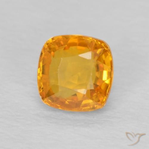 0.59 ct Golden Sapphire Stone, Natural Sapphire in Cushion-Cut Shape for Sale
