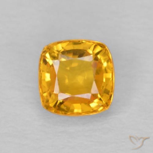 0.62ct Natural Medium Orange Sapphire, Cushion, VVS