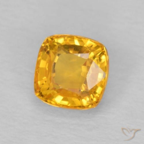 0.62 ct Golden Sapphire Stone, Natural Sapphire in Cushion-Cut Shape for Sale