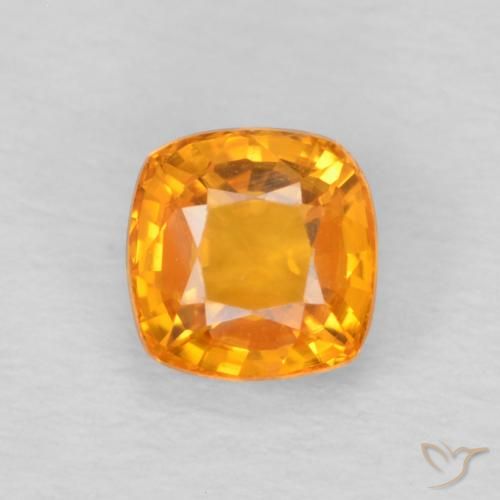 0.67ct Natural Medium Orange Sapphire, Cushion, VVS