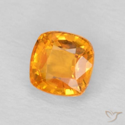 0.67 ct Orange Sapphire Stone, Natural Sapphire in Cushion-Cut Shape for Sale