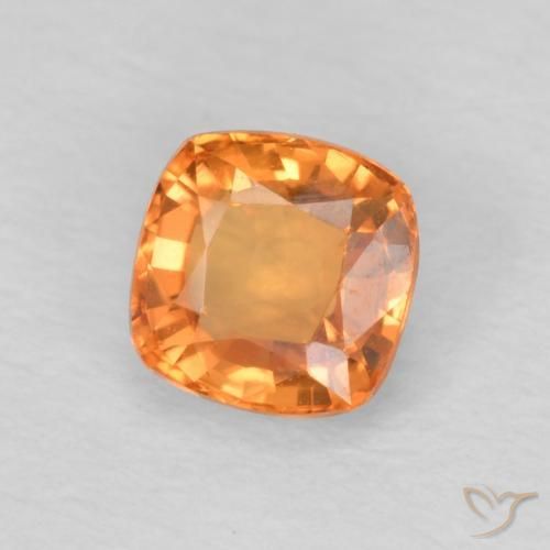 0.61 ct Orange Sapphire Stone, Natural Sapphire in Cushion-Cut Shape for Sale