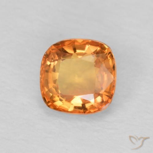 0.51 ct Orange Sapphire Stone, Natural Sapphire in Cushion-Cut Shape for Sale