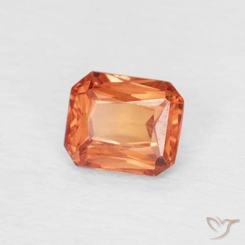 0.55 ct Orange Sapphire Stone, Natural Sapphire in Octagon / Scissor Cut Shape for Sale