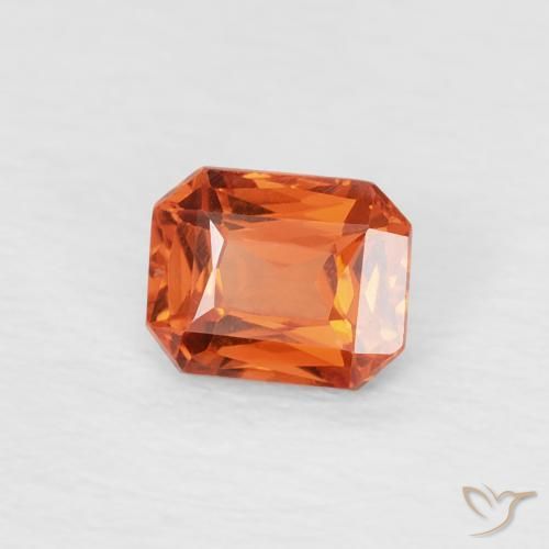 0.51 ct Orange Sapphire Stone, Natural Sapphire in Octagon / Scissor Cut Shape for Sale