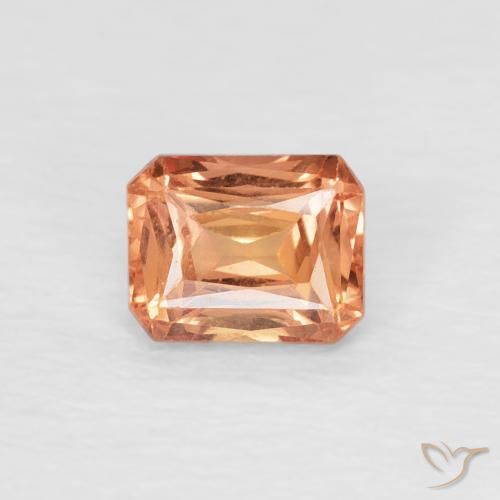 0.55ct Natural Medium Orange Sapphire, Emerald Cut, VVS
