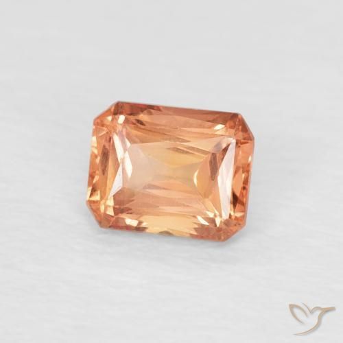 0.55 ct Orange Sapphire Stone, Natural Sapphire in Octagon / Scissor Cut Shape for Sale