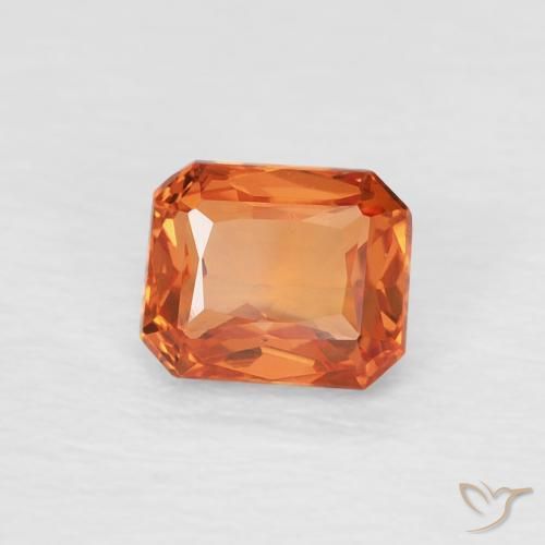 0.63 ct Orange Sapphire Stone, Natural Sapphire in Octagon / Scissor Cut Shape for Sale