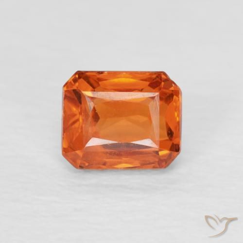 0.79ct Natural Medium Orange Sapphire, Emerald Cut, VVS