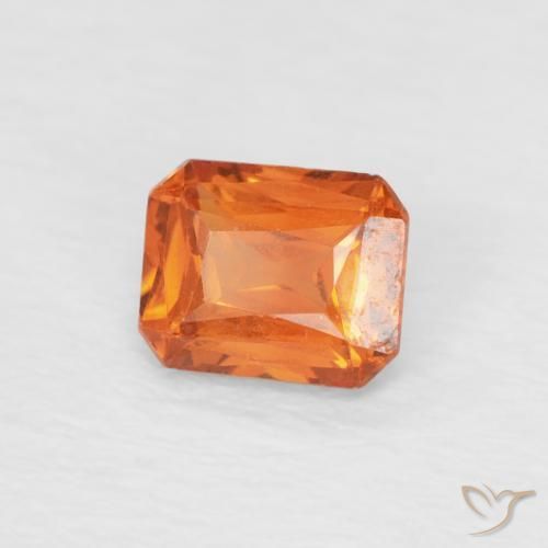 0.54 ct Orange Sapphire Stone, Natural Sapphire in Octagon / Scissor Cut Shape for Sale