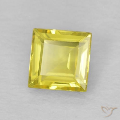 0.56 ct Yellow Sapphire Stone, Natural Sapphire in Square Facet Shape for Sale