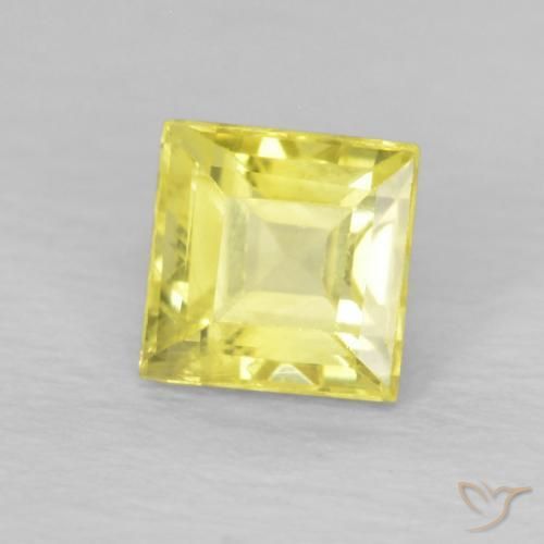 0.68 ct Yellow Sapphire Stone, Natural Sapphire in Square Facet Shape for Sale