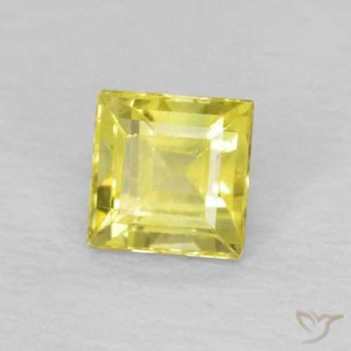 0.54 ct Yellow Sapphire Stone, Natural Sapphire in Square Facet Shape for Sale