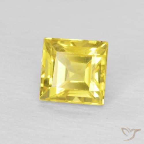 0.54 ct Yellow Sapphire Stone, Natural Sapphire in Square Facet Shape for Sale
