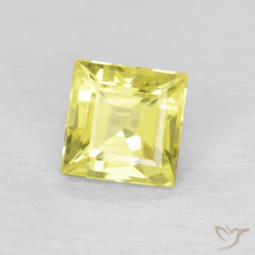 0.46 ct Yellow Sapphire Stone, Natural Sapphire in Square Facet Shape for Sale