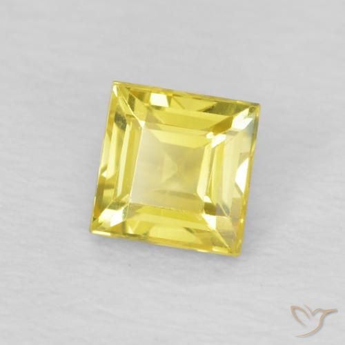 0.49 ct Yellow Sapphire Stone, Natural Sapphire in Square Facet Shape for Sale