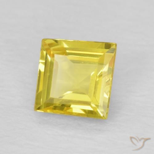 0.50 ct Yellow Sapphire Stone, Natural Sapphire in Square Facet Shape for Sale