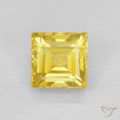 0.60ct Natural Medium Yellow Sapphire, Square, VVS-VS