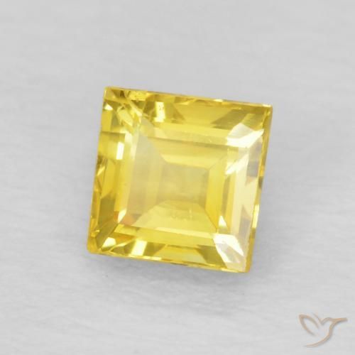 0.60 ct Yellow Sapphire Stone, Natural Sapphire in Square Facet Shape for Sale