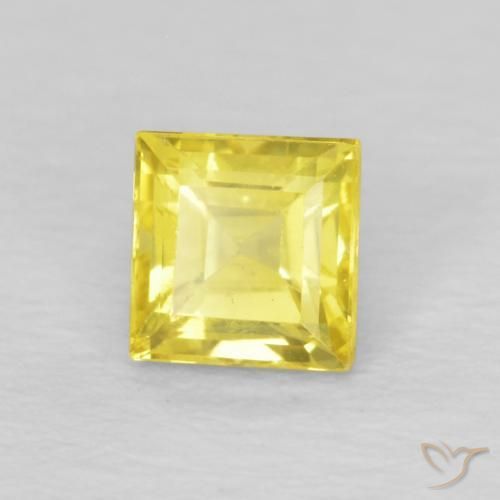 0.60 ct Yellow Sapphire Stone, Natural Sapphire in Square Facet Shape for Sale