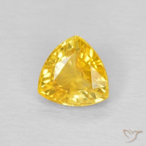 0.80 ct Golden Sapphire Stone, Natural Sapphire in Trillion Facet Shape for Sale
