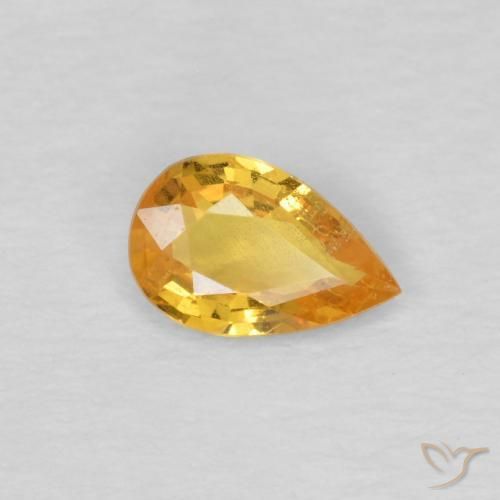 0.39 ct Golden Sapphire Stone, Natural Sapphire in Pear Facet Shape for Sale